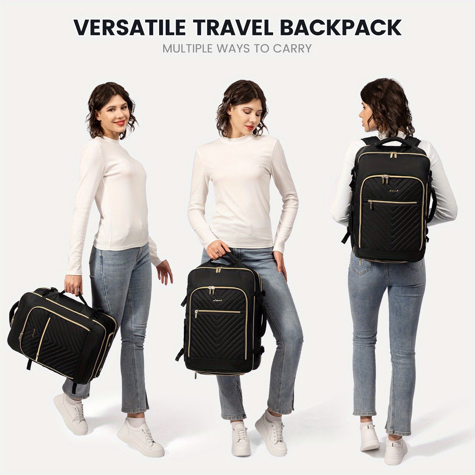 LOVEVOOK Large Travel Backpack for Women, Carry on Backpack Flight Approved with Shoe Bag, Personal Item Backpack Travel Bag with 2 Storage Containers, TSA Fit 17inch Laptop Luggage with USB Port